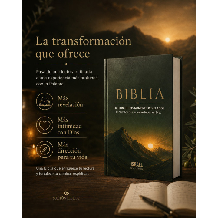Biblia: Los Nombres revelados El Nombre que es sobre todo nombre. Edición de estudio, letra grande, más de 800 paginas.