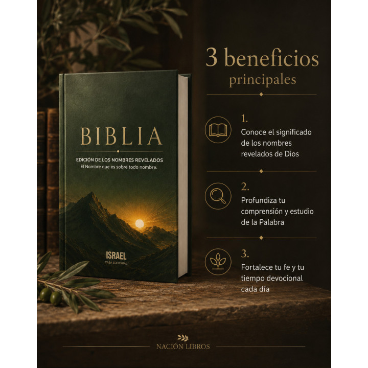 Biblia: Los Nombres revelados El Nombre que es sobre todo nombre. Edición de estudio, letra grande, más de 800 paginas.